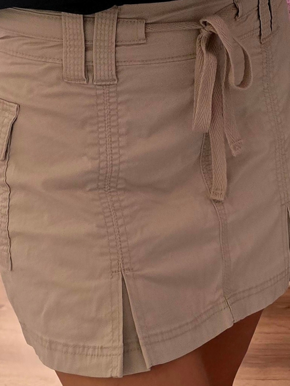 Hollister Beige/Tan Cargo Mini Skirt with Tie Waist